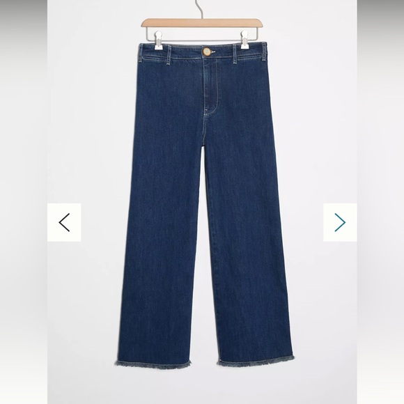 Anthropologie Denim - New Anthropologie Pilcro Ultra High Rise Wide Leg Cropped Raw Hem Dark Jeans 29